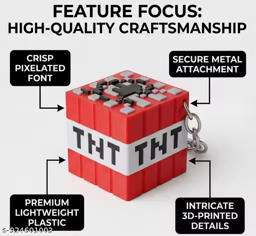 3D Pixel Block Gaming Character Keychain