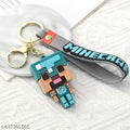 Minecraft Diamond Armor Steve Character Keychain with Pixelated Design